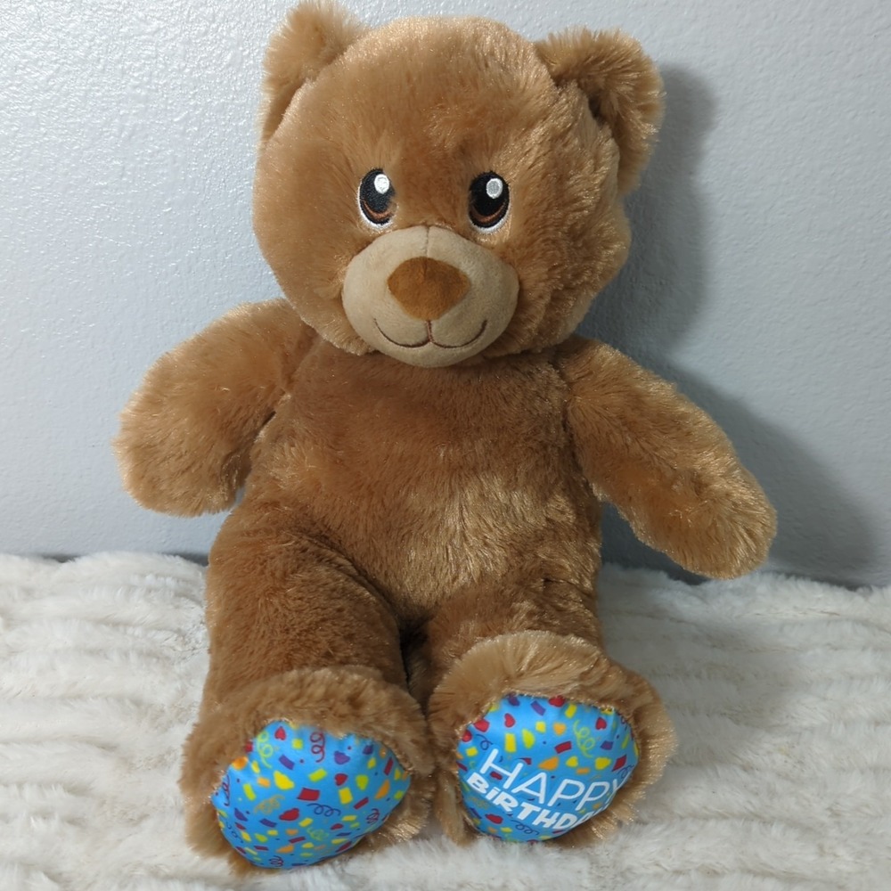 Build A Bear Brown Happy Birthday 16" Stuffed Bear No Sound